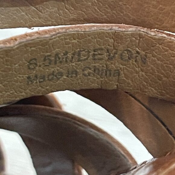 Sam Edelman Sandals Devon 6.5 Tan Leather Woven Platform Wedge Slides - Picture 12 of 12